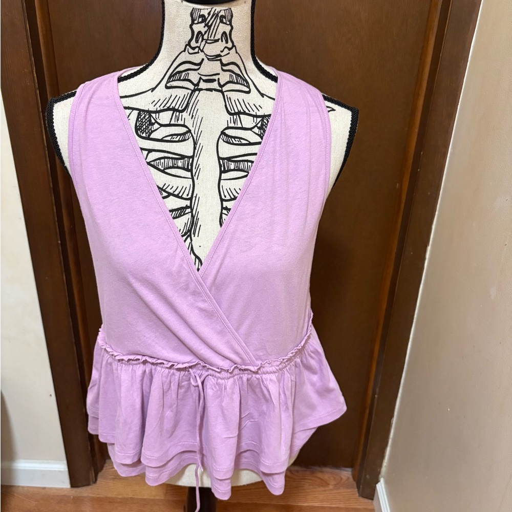 J. Crew Lavender Sleeveless Wrap Blouse, NWT